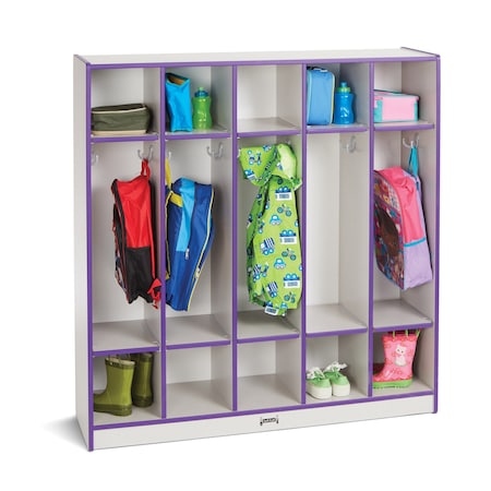 Jonti-Craft Rainbow Accents 5 Section Coat Locker, Purple 2681JCWW004